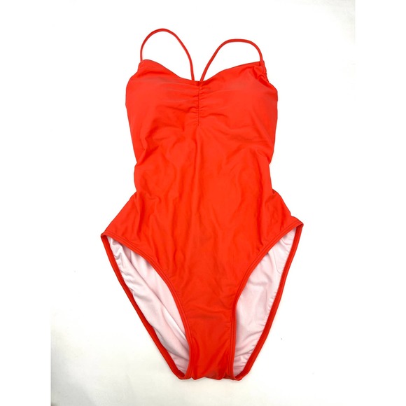 Tommy Hilfiger Women's Back Tie-Belt One Piece Swimsuit Orange Size 16 NWT - Picture 2 of 4